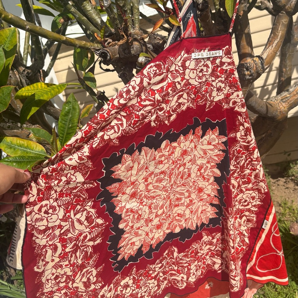 Jean Paul Gaultier JPG Scarf Print Asymmetrical Dress Vintage Boho Italy S - Picture 7 of 11